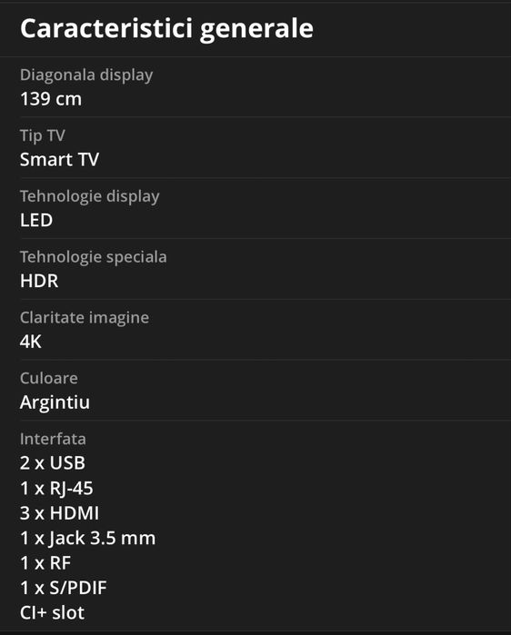 Smart TV Philips, Ambilight, 139cm