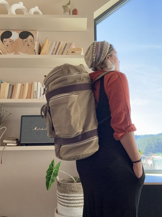 Раница с джоб за обувки от естествен канвас на Black Pato ( Bali )