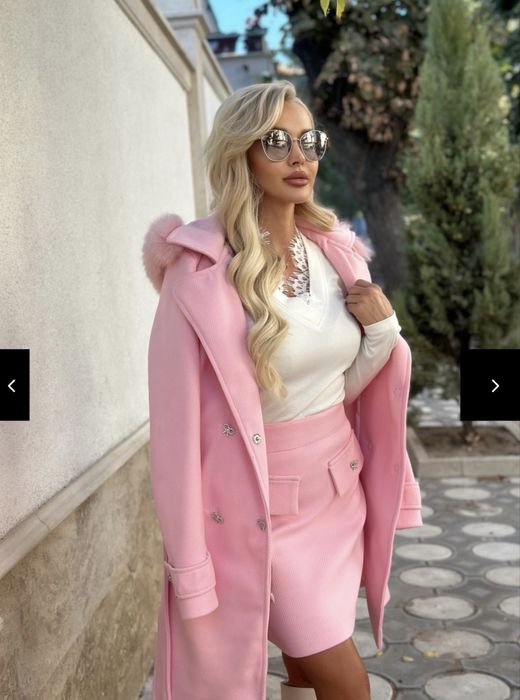 Розово палтенце 100% вълна XS