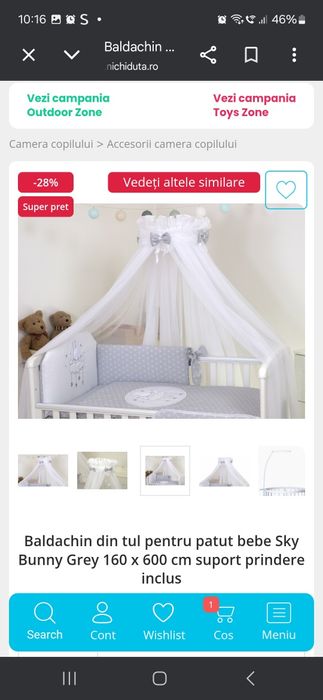 Vand baldachin din tul cu suport inclus