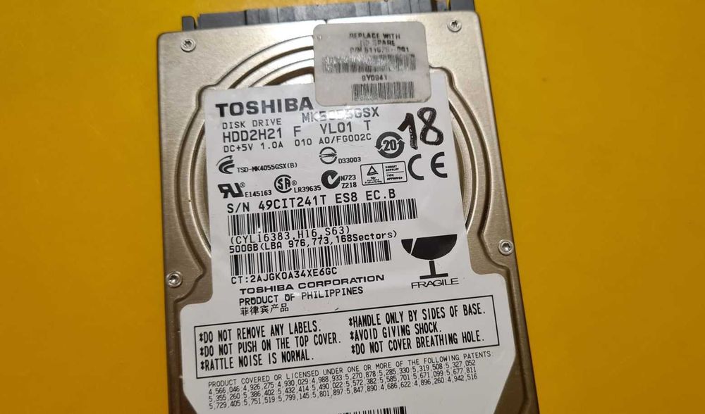 18.HDD Hard Disk Laptop Toshiba 500Gb 5400rpm 8MB SATA II