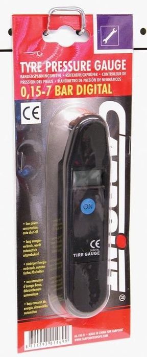 Manometru presiune aer Carpoint digital 7 bari, de plastic, lungime 145,50 mm