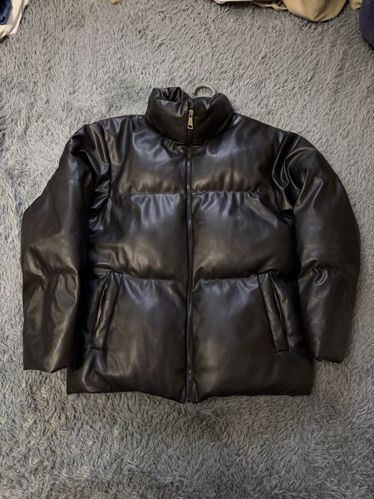 Куртка пуховик экокожа М - Л