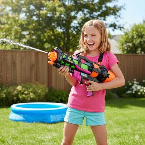 Голям воден пистолет 60 см / Водна пушка 1.25 L за деца / Водно оръжие