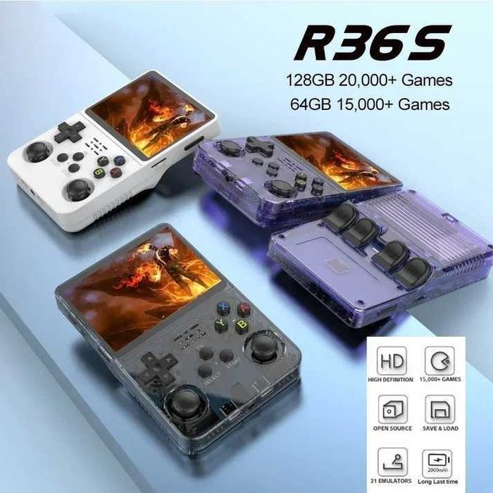 R36S Ретро преносима видео игрална конзола Linux система 3.5-инчов IPS