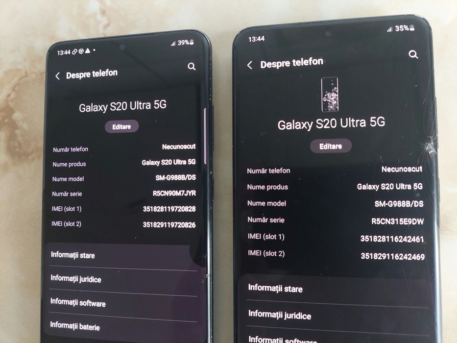 Vând două Samsung Galaxy S20 Ultra 5G [perfect funcționale] //poze reale