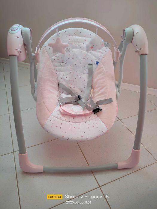 Бебешка електрическа люлка -розова