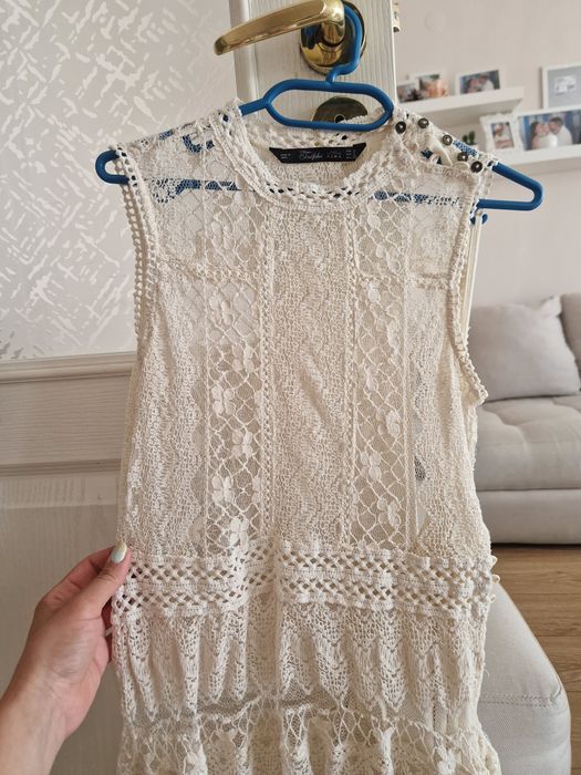 Zara рокли рязана дантела сатен шифон