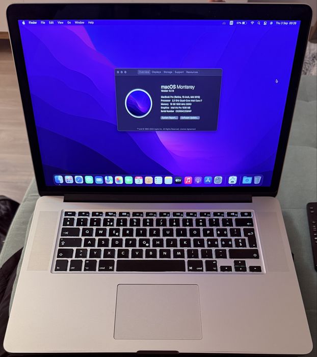MacBook Pro Retina 15” Mid 2015 | Intel i7 | 16GB RAM | 500GB SSD | Radeon M370X | Baterie nouă