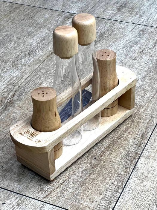 Набор для масла и уксуса BILLI на деревянной подставке