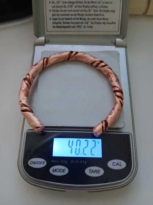 Bratara din cupru pur 99,99 %, lucrata manual