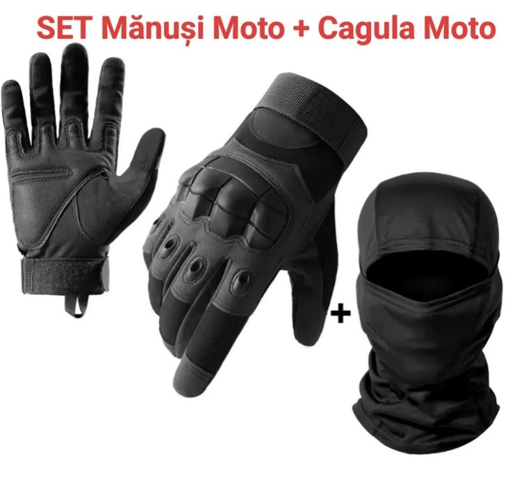 Cagula Moto + Mănuși Moto Set