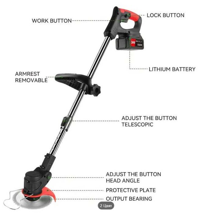 Тример с 2 батерии и 10 приставки, чисто нов, в кашон