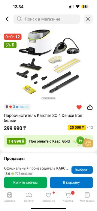 Пароочиститель Karcher SC 4 Deluxe Iron белый