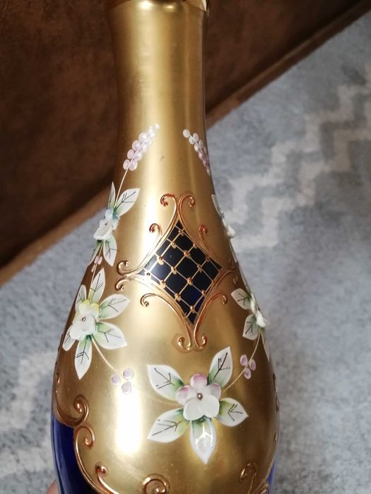 Set pahare Bohemia Crystal placat cu aur 24 K