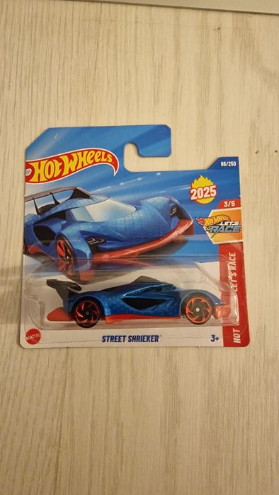 Machetă Hot Wheels 2025 – Street Shrieker Albastru (Let's Race 3/5), Nou în blister netflix serie