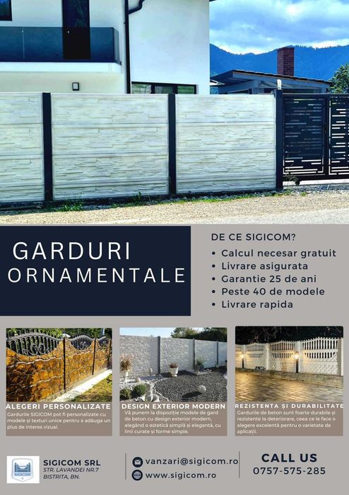 Stalpi spalieri pari din beton Garduri ornamentale pentru imprejmuiri