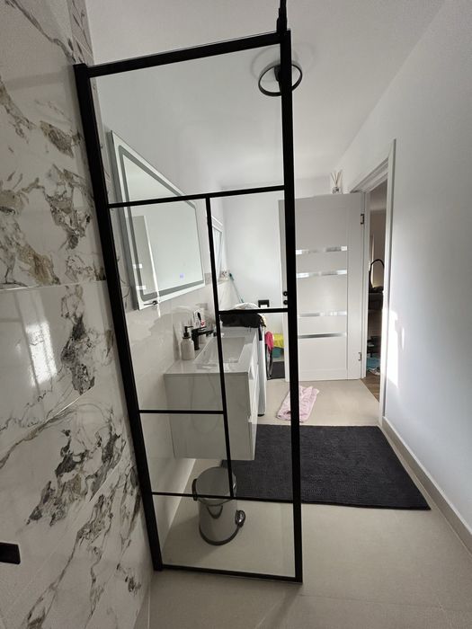 Perete dus walk-in Sensea Studio, 8 mm, 70 x 200 cm, profil negru