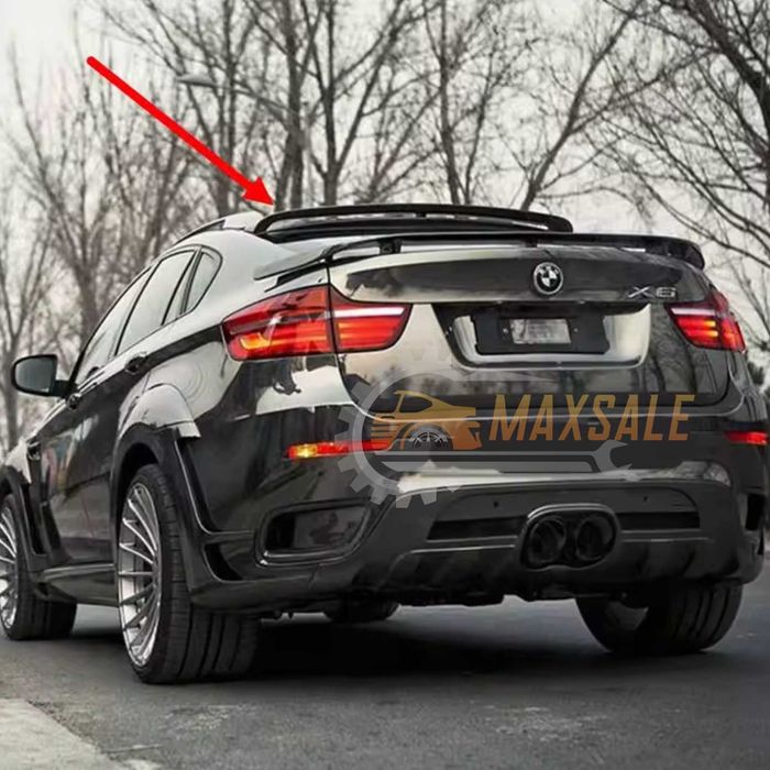 Лип спойлер за таван на BMW X6 E71 Черен гланц задна броня крило