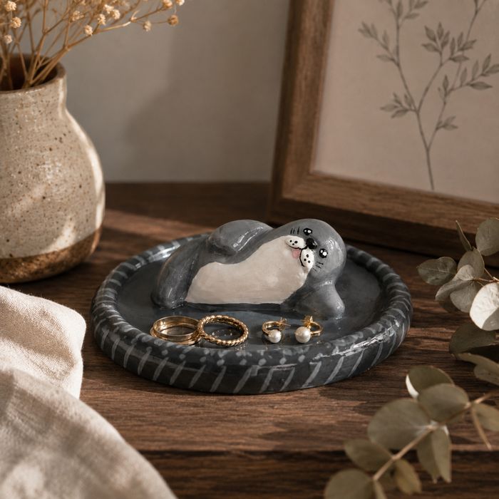 Tavita decorativa handmade din argila pictata manual