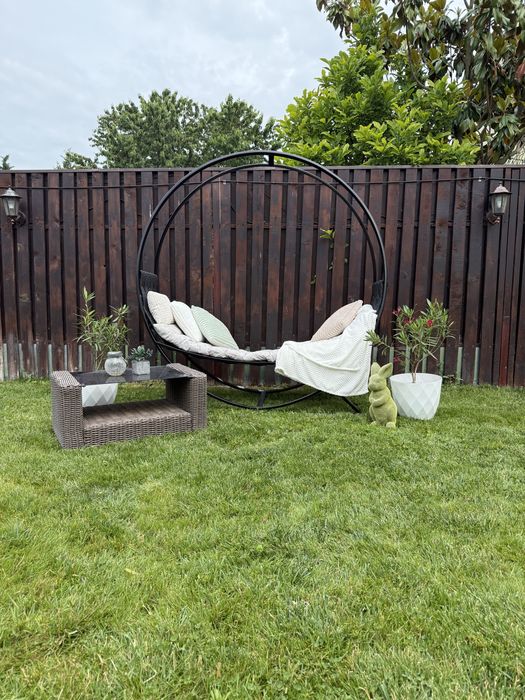 Șezlong/Lounger de grădină premium – realizat manual, foarte robust, complet echipat