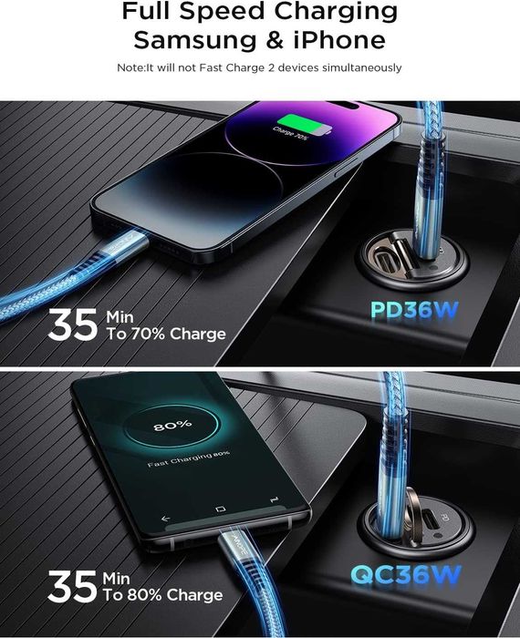 Автомобильное зарядное миниатюрное устройство для телефона Ainope 72W