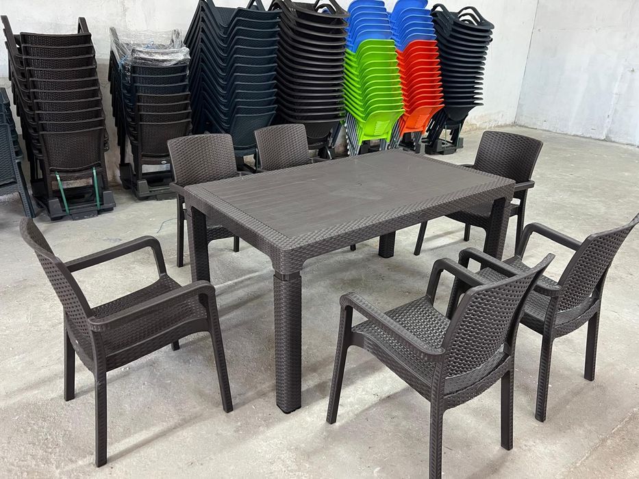 Супер здрав Градински комплект с6 стола и маса 90/150см