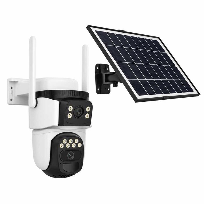 Управляема WiFi Камера 3MP със соларен панел, два обектива, Dual Light 30м