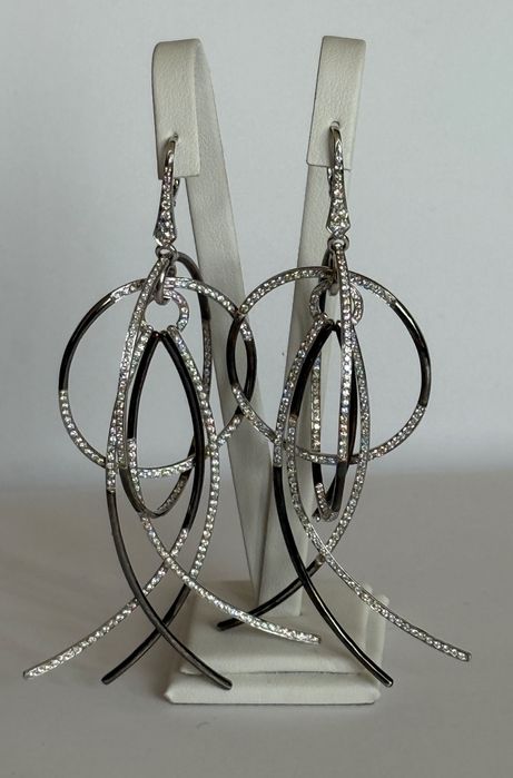 Вълшебни 18К Италиански Златни Обеци 29г с 5К Диаманти; Топ Оферта!