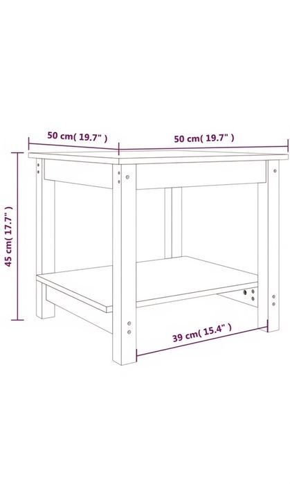 Măsuță de cafea Vida XL, negru 50x50x45 cm, lemn masiv 4,8 kgpin,