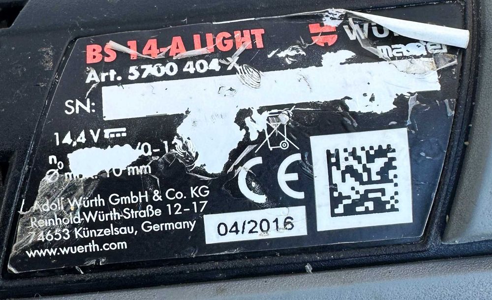 Wurth BS 14-A Light - Акумулаторен винтоверт 14.4V 2.0Ah