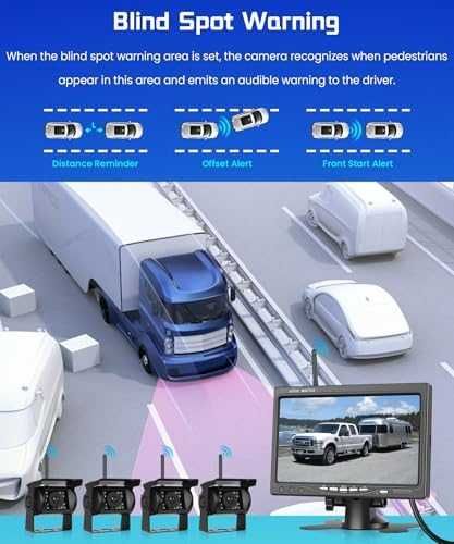 Безжична камера за заден ход 7" IPS монитор 4 камери HD нощно виждане