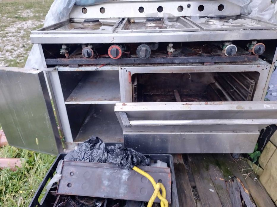 Cuptor Aragaz inox 6 arzatoare gratar grill gaz carbune