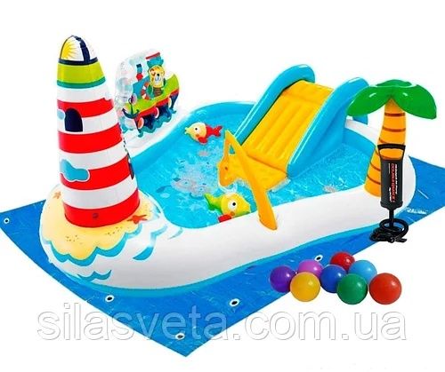 Надувной бассейн "Веселая рыбалка"(218х188х99). БЕСПЛАТНО Доставка