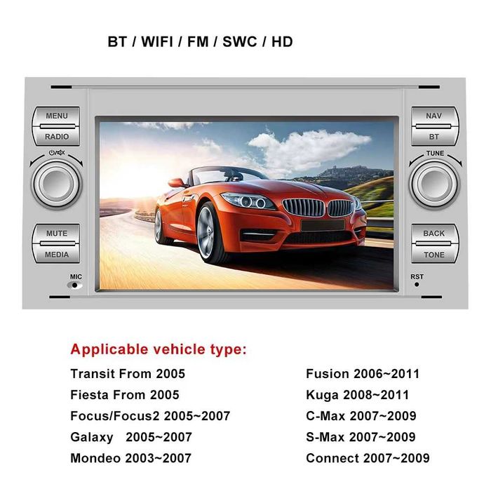 Мултимедия за Ford Transit FIESTA FOCUS GALAXY 2DIN Android Навигация