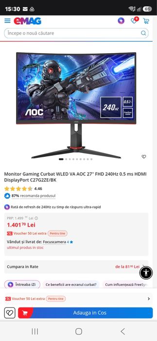 Vand Monitor AOC C27G2ZE 27" 240hz - Stare Foarte Buna