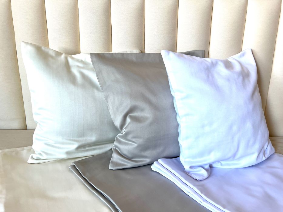 Fete de perna, Bej, Alb & Gri, Bumbac Satinat & Polyester 40cmx40cm