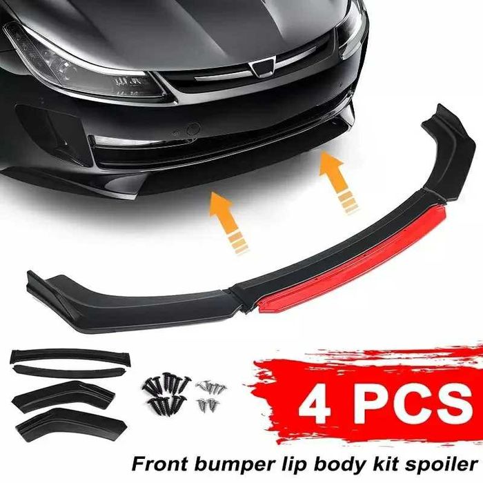 Спойлер за предна броня, Универсален червен/черен/  от  4 части