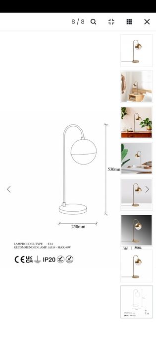 Veioza aurie eleganta din metal 53 cm Horn The Home Collection