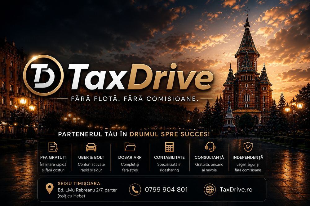 Infiintari PFA si SRL | Contabilitate | Sediu Social | Uber, Bolt, ARR | TaxDrive