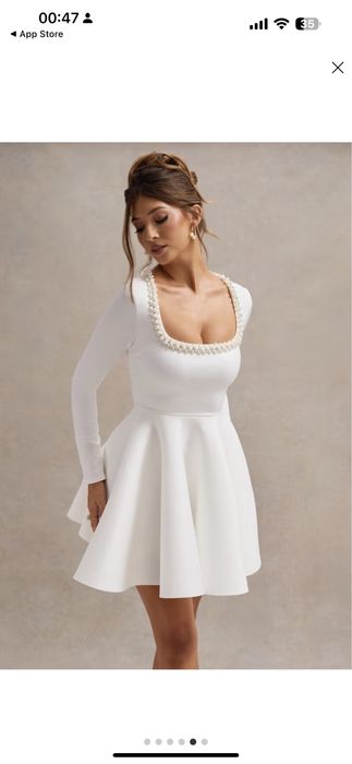 Club L Rochie mini perle crepe tutu albă mireasa botez