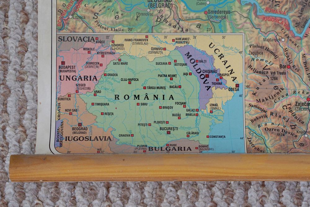 Harta veche mare de perete Romania