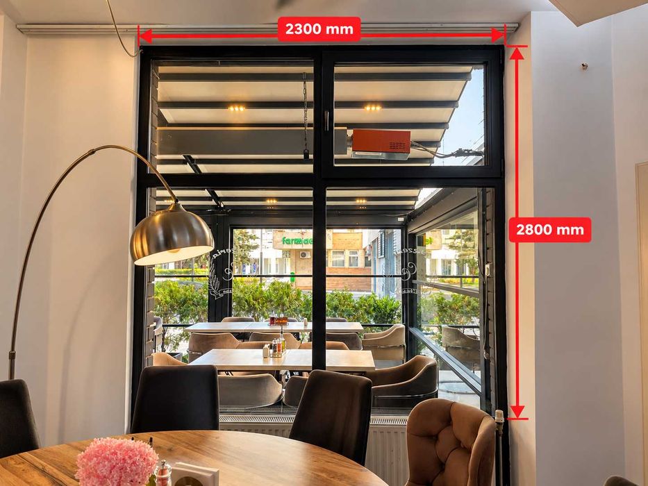 Geamuri termopan cu sticla + uși restaurant / vitrine mari cu deschidere – de la 2300 până la 5300 mm