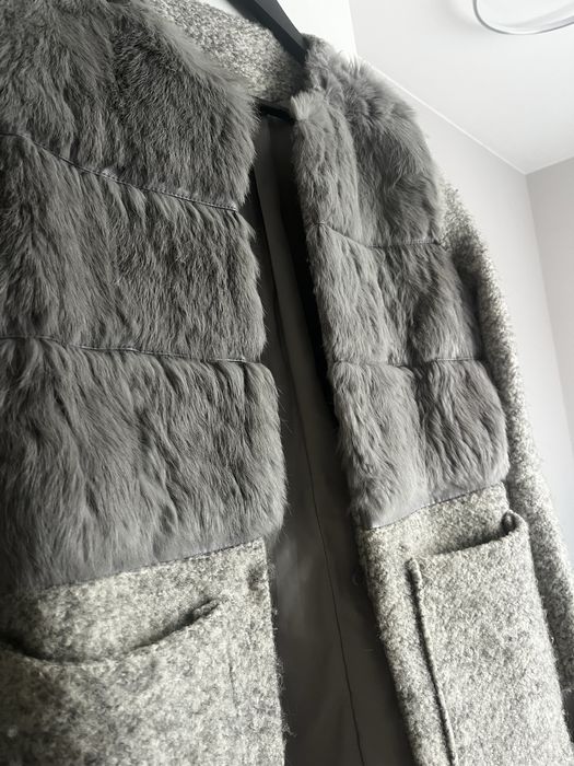 Дамско палто с естествен косъм