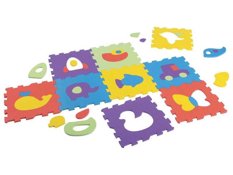 НОВИ! Детско килимче мек пъзел Животни и автомобили