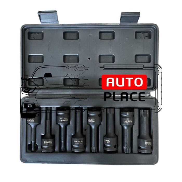 Комплект ударни битове 1/2 – сплин 8 части HAWEK