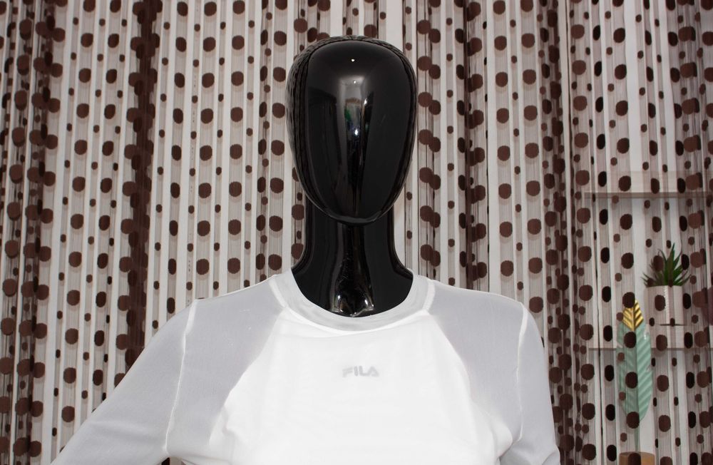 Fila оригинална дамска блуза мрежа бяла дълъг ръкав кроп с бюстие S