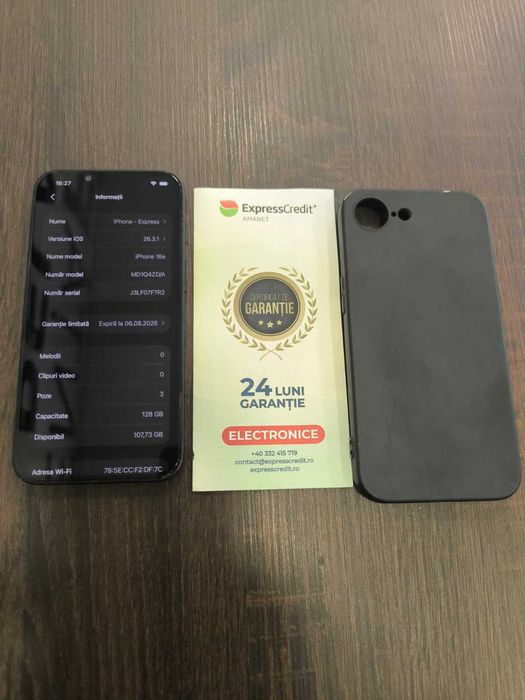iPhone 16e 128Gb 98% sanatate baterie (AG24 Harlau B.45905) - Garantie 2 ani!
