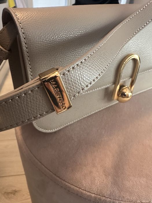 Geanta Maestoso  Baguette -piele naturala -culoare Tapioca