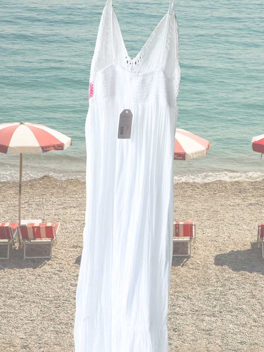 Rochie alba Calzedonia, bretele lunga in, hand made, noua